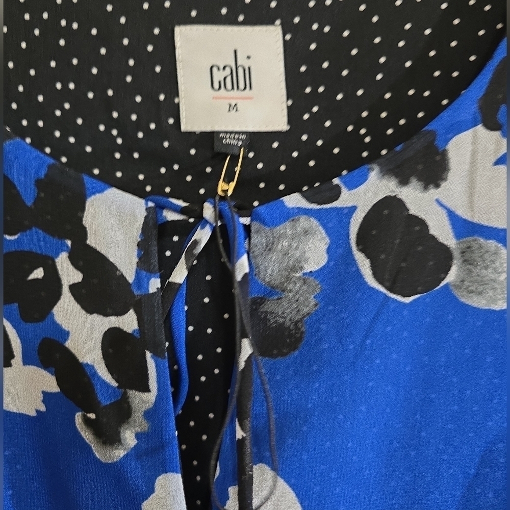 NWOT Cabi Untamed Mini Dress Electric Blue Floral Size Medium #5576 Black White - Picture 9 of 11
